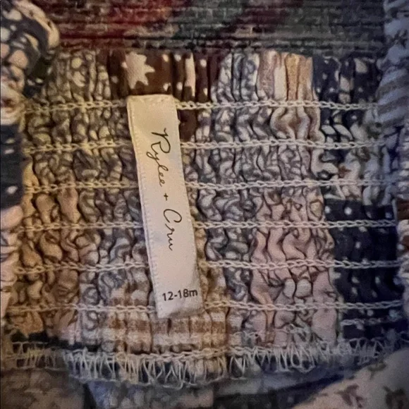 Rylee + Cru Textured Baby Outfit in Blue and Brown - Picture 4 of 4